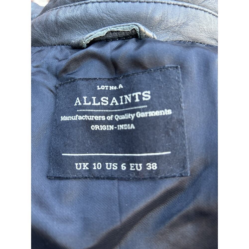 Women's ALL SAINT'S Cargo Biker Jacket Black Distressed Look US Sz 6 - Picture 9 of 10